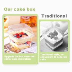 YOIYINI 25Pcs 8oz Mini Square Clear Dessert Cups with Lids and Spoons,Plastic
