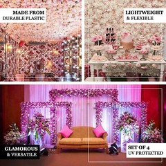 13 sq ft Champagne Pink Assorted Silk Flowers Wall Backdrop Panels Wedding SALE