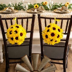 Bright Artificial Yellow Sunflower Fall Floral Hanging Kissing Ball 7″Dia #588