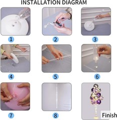 2 Set Floor Balloon Stand Kit with String Light Small, Medium, Purple