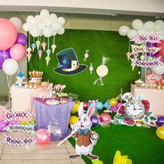 12 Pcs Wonderland Party Decorations, 118″ Black and White Checkered Runner Ca…