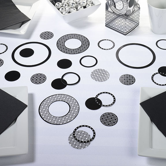 black confetti wedding bridal shower birthday party table decorations