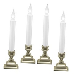 LED Battery Operated Window Candles with Timer, Bright Hot Spot, VT Pewter