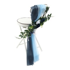 Blue Artificial Flower Arrangement Ribbons For Wedding Chair Back Decor Pack 6x~