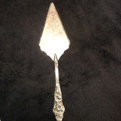 Ornate Silver Wedding Cake Server Elles Italy. Serrated edges. High shine.