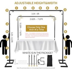 8.2 FT Wedding Arch Rectangle Stand Square Backdrop Stand, Extra Matte Black