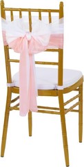 PakiInno Wedding Chair Sashes White & Blush Tulle Aisle Bows Decor 8ft (50 Pcs)