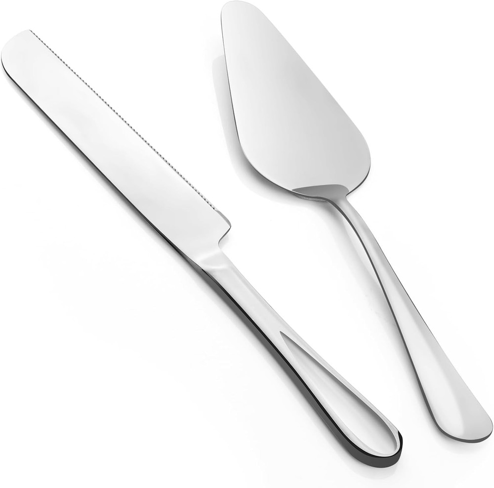 2-Piece Premium Cake Cutting Set, Exquisite Knife and Server with Serrated