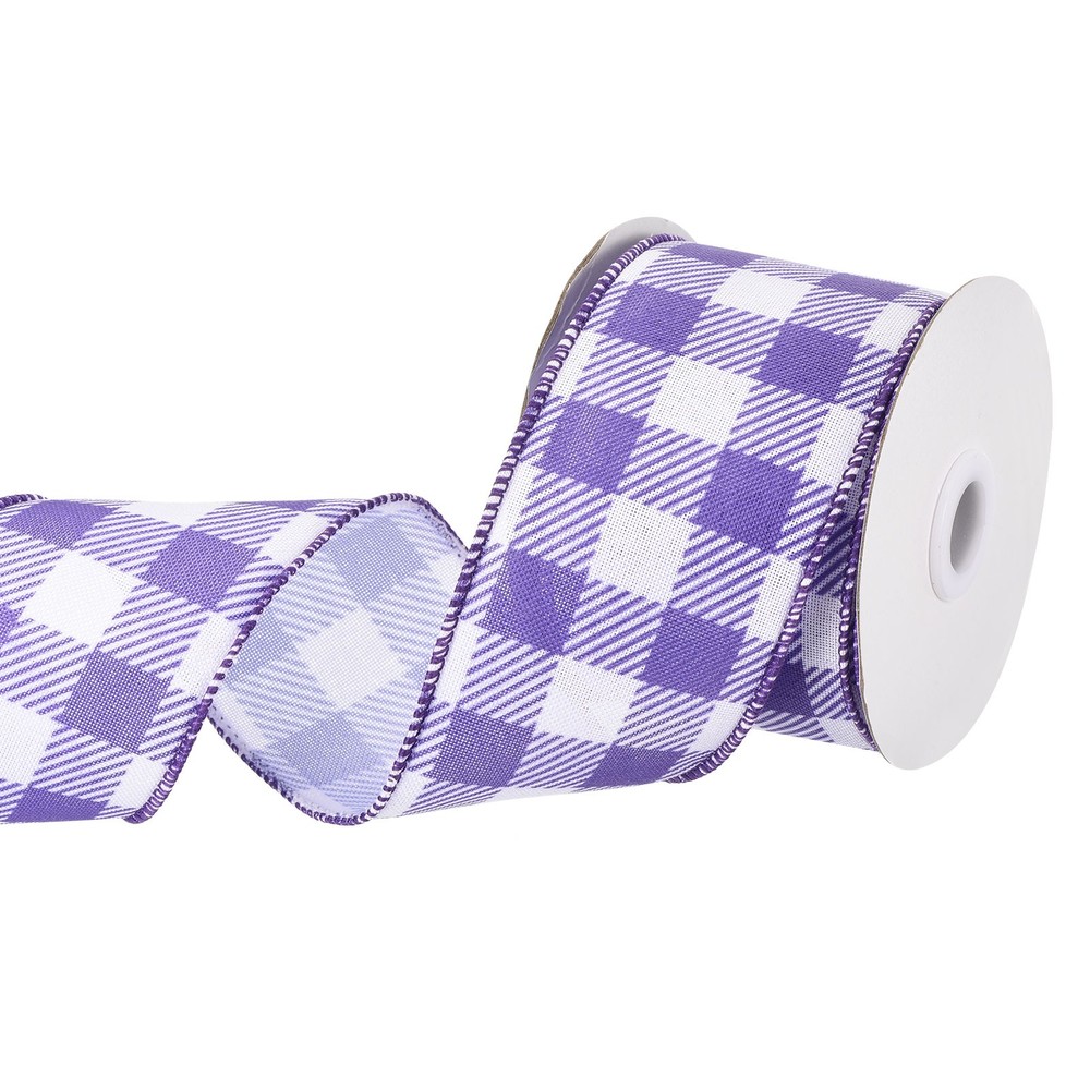 Plaid Check Ribbon, 2.5 Inch x 10 Yards Gingham Ribbon, Blue Purple