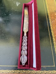 Vintage Mikasa Austria Crystal Handle Cake Knife 14ʼ Serrated With Original Box