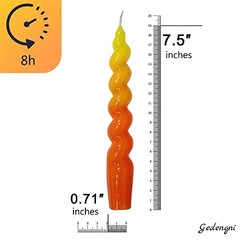 Colorful Candlestick Spiral Taper Candle, 7.2inches Handcrafted 7INCH YELORG