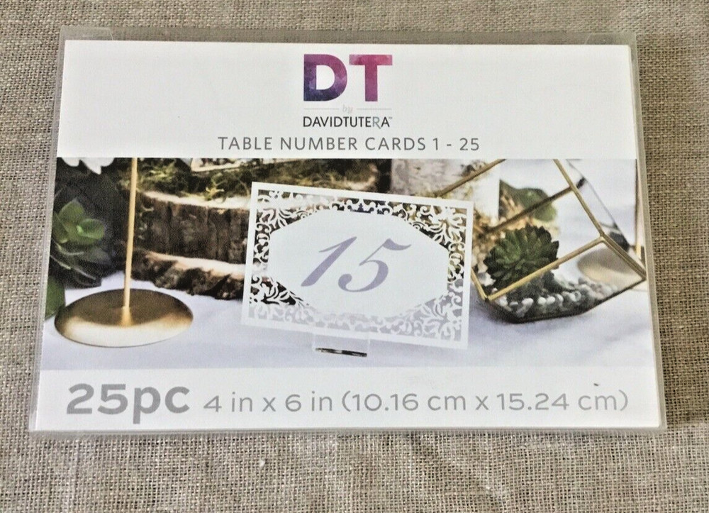 DT BY DAVID TUTERA 1-25 TABLE NUMBER CARDS 25 PC 4″ X 6″ WEDDING LACE NEW