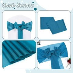 MDS Pack of 50 Chiffon Chair Sashes Bows for Wedding Events 50 pcs Dark Teal