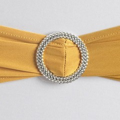 10 Gold Spandex CHAIR SASHES with Silver Round Buckles Wedding Decorations