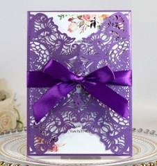 100x Wedding Invitation Cards Laser Cut Hollow Out Romantic Holiday Party Floral
