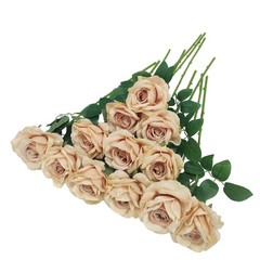 ATFL 12 Pcs Fall Silk Champagne Roses，Flower Diameter 4 »,Artificial Ros