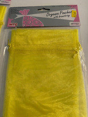 Lot of 8 Yellow Large Drawstring Organza Pouches 5 3/4″x 14″ 4 packs 2 per pack