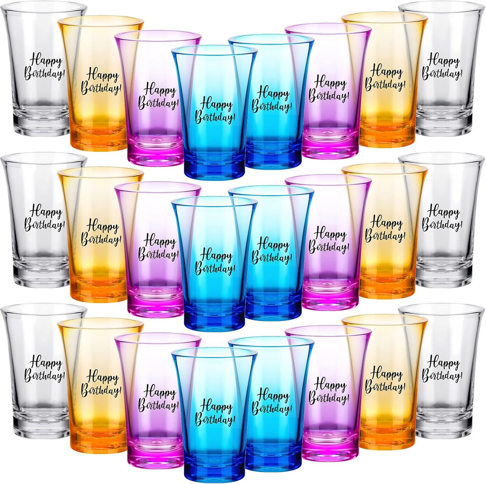 24 Pcs Birthday Party Shot Glasses Bulk Adult Party Favors for Guests 1.2 Oz Fun