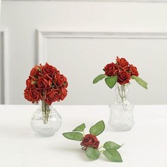 24 TERRACOTTA 2″ Mini FOAM ROSE Flowers Stems Wedding Events Decorations