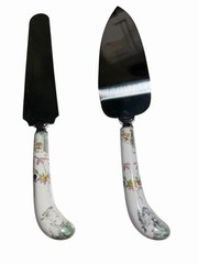 Vintage England Stainless Steel Cake Knife Serving Pieces Flowers