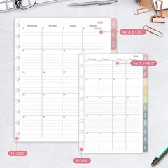 2026-2027 Monthly Planner Refill, Jul. 2026 – Dec. 2027, A5 Medium Size Plann…