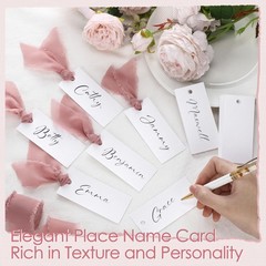 Dusty Rose Name Place Cards Chiffon Ribbon 1.57×3.54 Inch Wedding 50 PCS