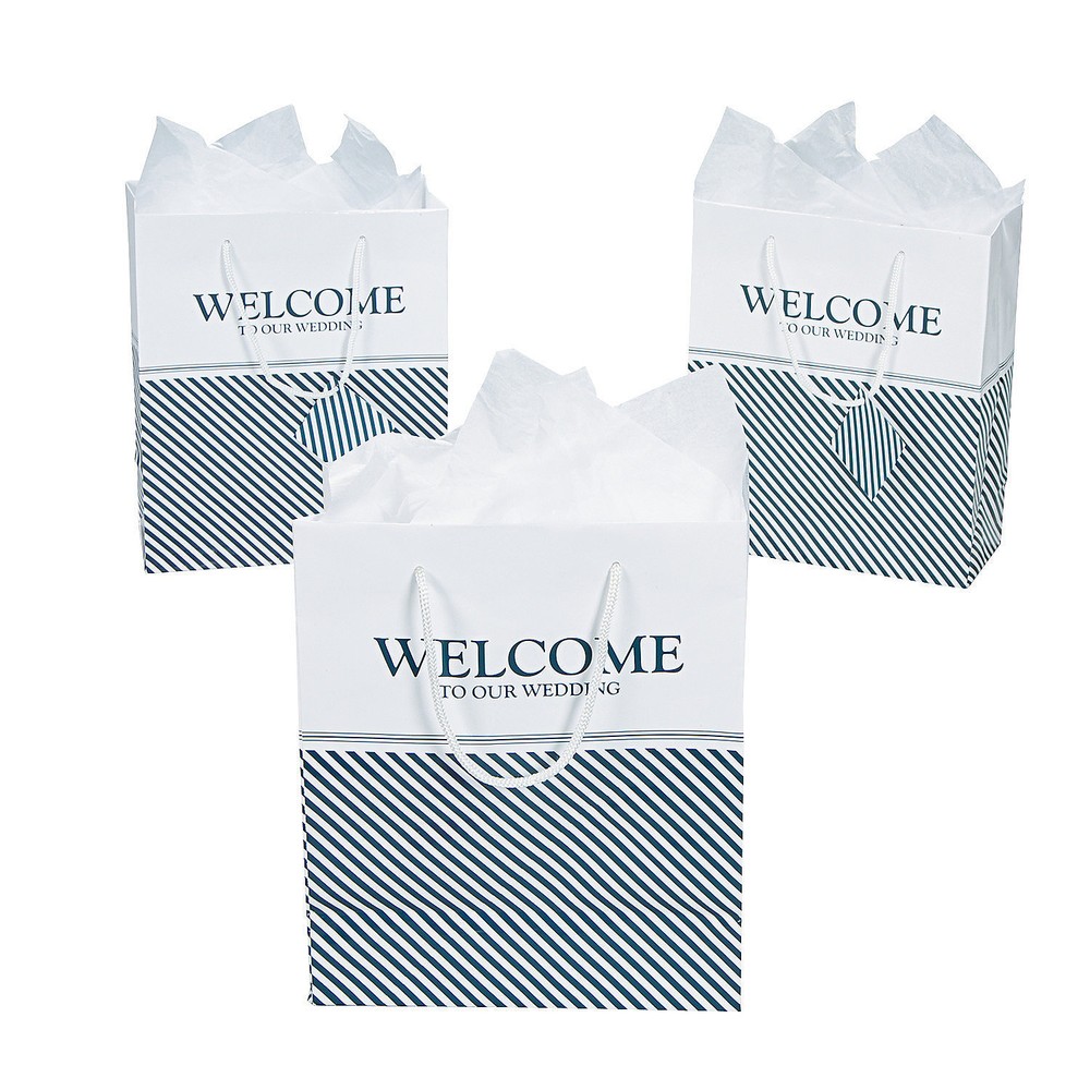Nautical Welcome to Our Wedding Gift Bags, 7″ x 9″ w/ Tag, Reception, Hotel Gift