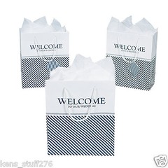 Nautical Welcome to Our Wedding Gift Bags, 7″ x 9″ w/ Tag, Reception, Hotel Gift