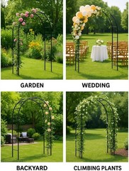 Adorox 7.8ft Garden Arch Trellis Black Metal Wedding Climbing Plants