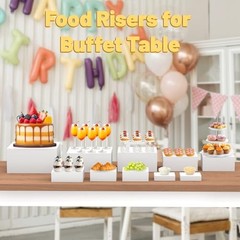 10 Pcs Buffet Food Risers, White Acrylic Dessert Cupcake White-10Pcs(8 Sizes)