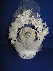 New Lisa Anne 25th Wedding Anniversary Floral Arch caketop with #25 & tulle #49