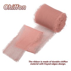 1 Set/4 Rolls 1.5 In x 5 Yard Handmade Fringe Silk Chiffon Ribbon, 4 Colors