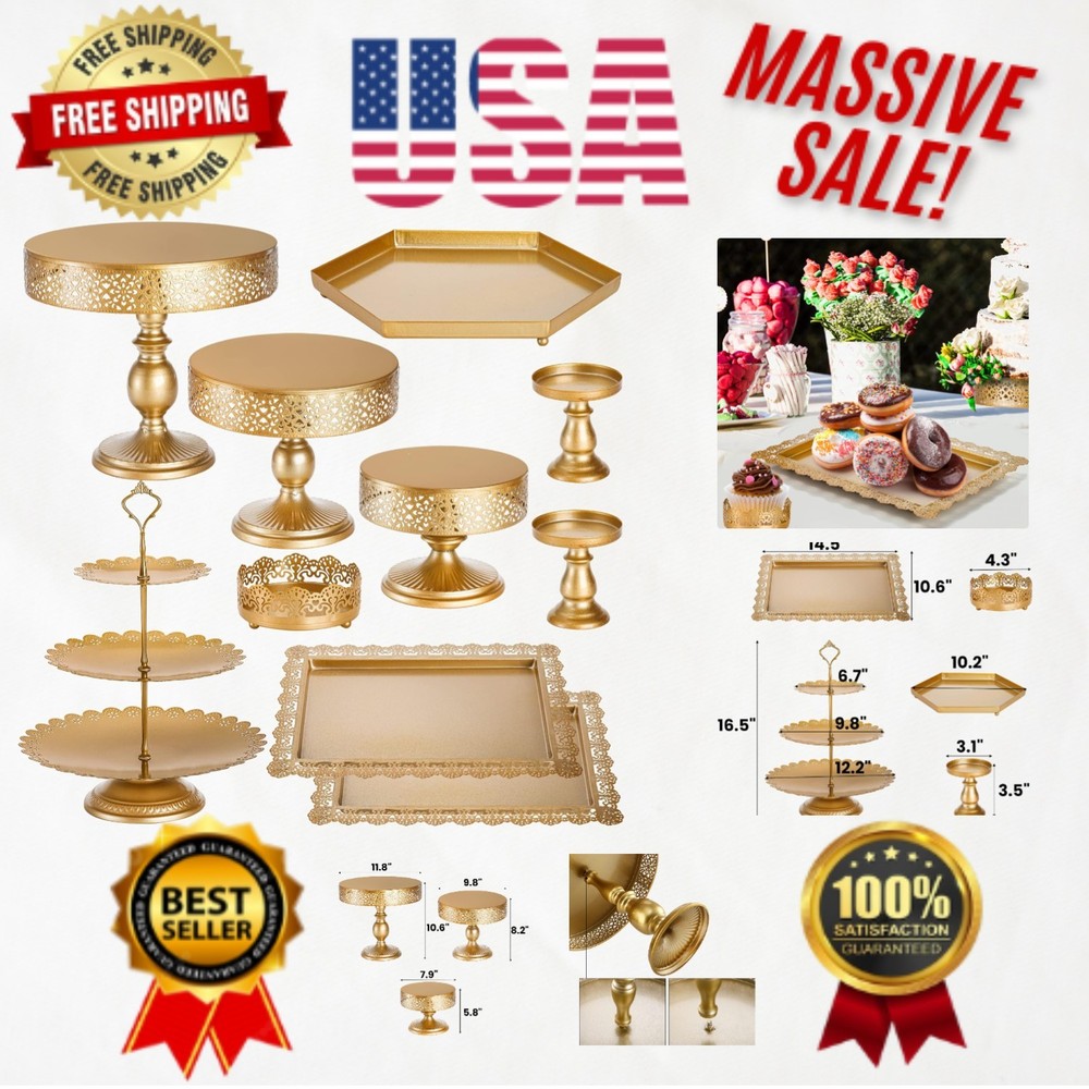 Versatile 10-Piece Metal Cake Stand Collection – Ideal for Weddings & Parties