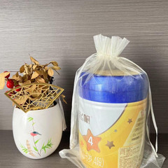 30PCS Ivory Color Large Sheer Organza Bags 10X14Inch, Wedding Favor Bags with Dr