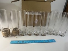 Glass Cylinder Bud Vases For Centerpieces, 7.5”, 9 Count