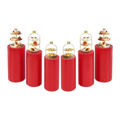 6Pcs Cylinder Pedestal Stands, Metal Display Stands For Wedding Birthday Decor