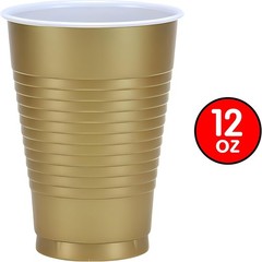 Gold Solid Color Plastic Party Cup 12 Oz. 20 Count Premium Quality & Durable