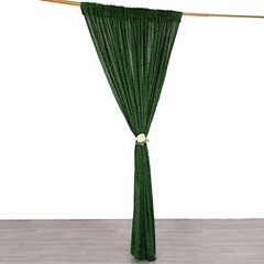 8ft x 8ft GREEN Polyester Backdrop CURTAIN Drape Panel Shaggy Fringe Party Event