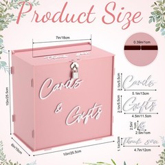 Light Pink Acrylic Wedding Card Box Slot Lock 10x6x10 Inch Money Gift Party