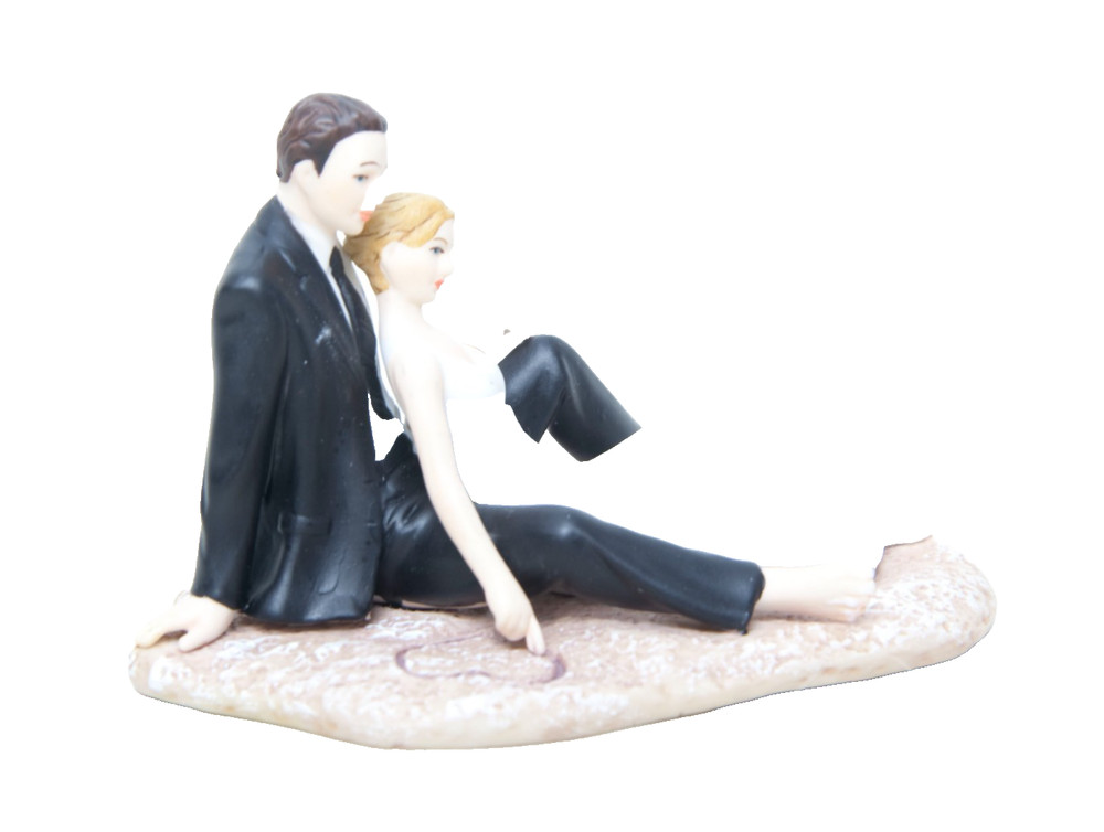 Weddingstar Porcelain Cake Topper Romantic Couple Lounging on the Beach w/ Box