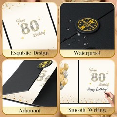80th Birthday Guest Signing Board Black Gold Alternative Party Decoration 18×12