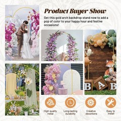 Wedding Arch Backdrop Stand 7.2FT, 6.6FT, 6FT Golden Metal Arch Fit for Wedding