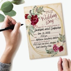 Lone Star Art Winter, Spring, Summer Wedding with 25 5×7, Burgundy Roses