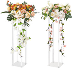 2PCS 31.5Inch High Wedding Flower Stand, with Acrylic Laminate,Acrylic Vase Colu