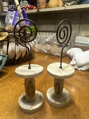 Photo/Table Number Spool Decor Holder Wood/metal 2 included.