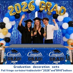 multiwins 7-Pack Graduation Party Decorations Set, 3 Blue 54″ x 108″,