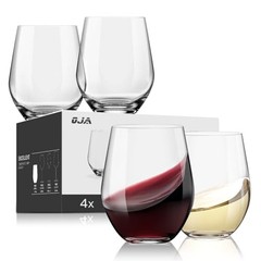 Stemless Wine Glasses Set of 4, Red White Wine Glasses, Stemless-15oz (4 Count)