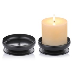 Set of 2 Black Iron Pillar Candle Holders Spike Holder 2 Pcs,