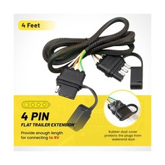 Oyviny 58903 Custom 4 Pin RV Dinghy Towing Wiring Harness Kit for 2007-2018 J…