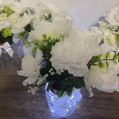 Lot of 6 Floral Centerpieces for Bridal Shower or Wedding – 1 w/Fairy Lights